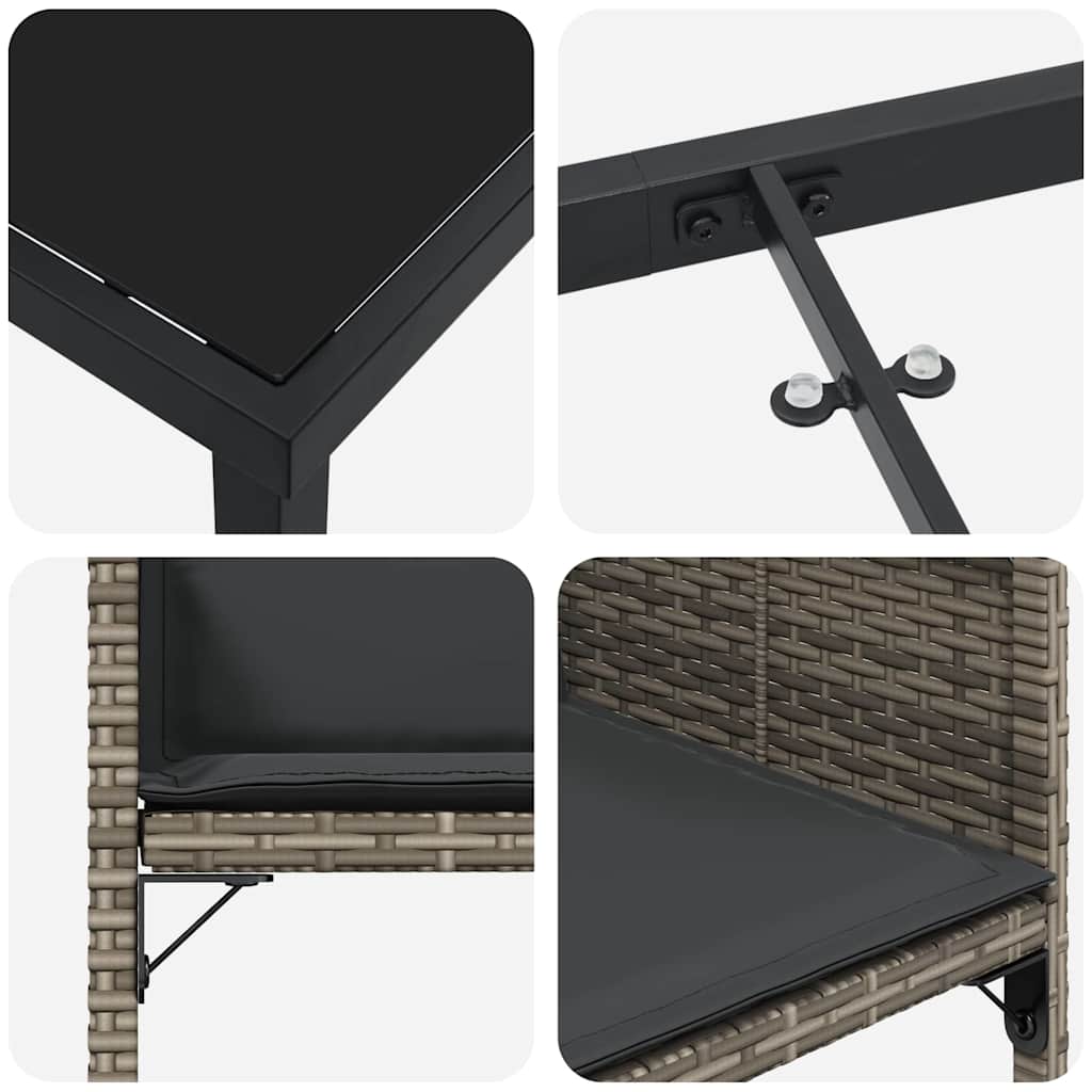 Tuin eettafelset met kussen 9 pcs Grijs poly rattan is nu te koop bij PeponiXL, paradijselijk wonen!
