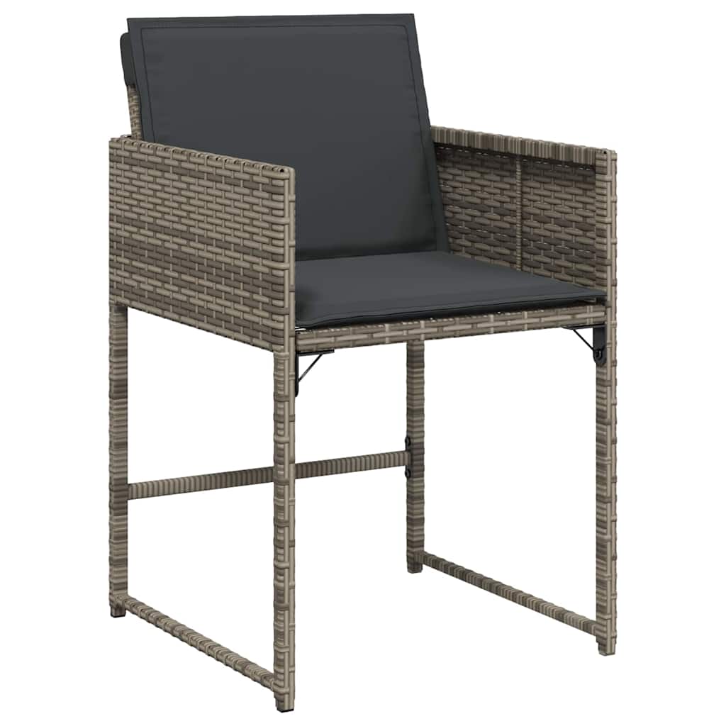 Tuin eettafelset met kussen 9 pcs Grijs poly rattan is nu te koop bij PeponiXL, paradijselijk wonen!