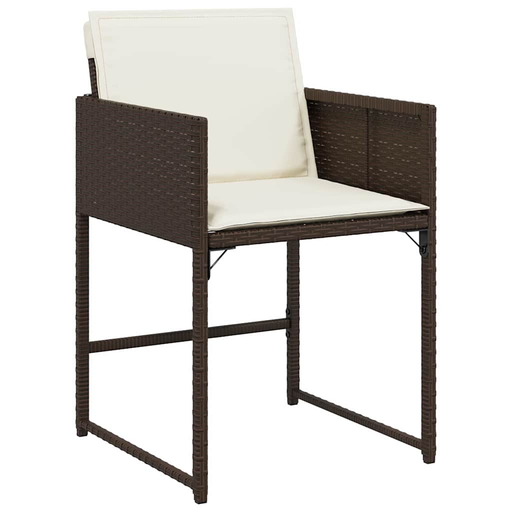 Tuin eettafelset met kussen 5 pcs Bruin poly rattan is nu te koop bij PeponiXL, paradijselijk wonen!