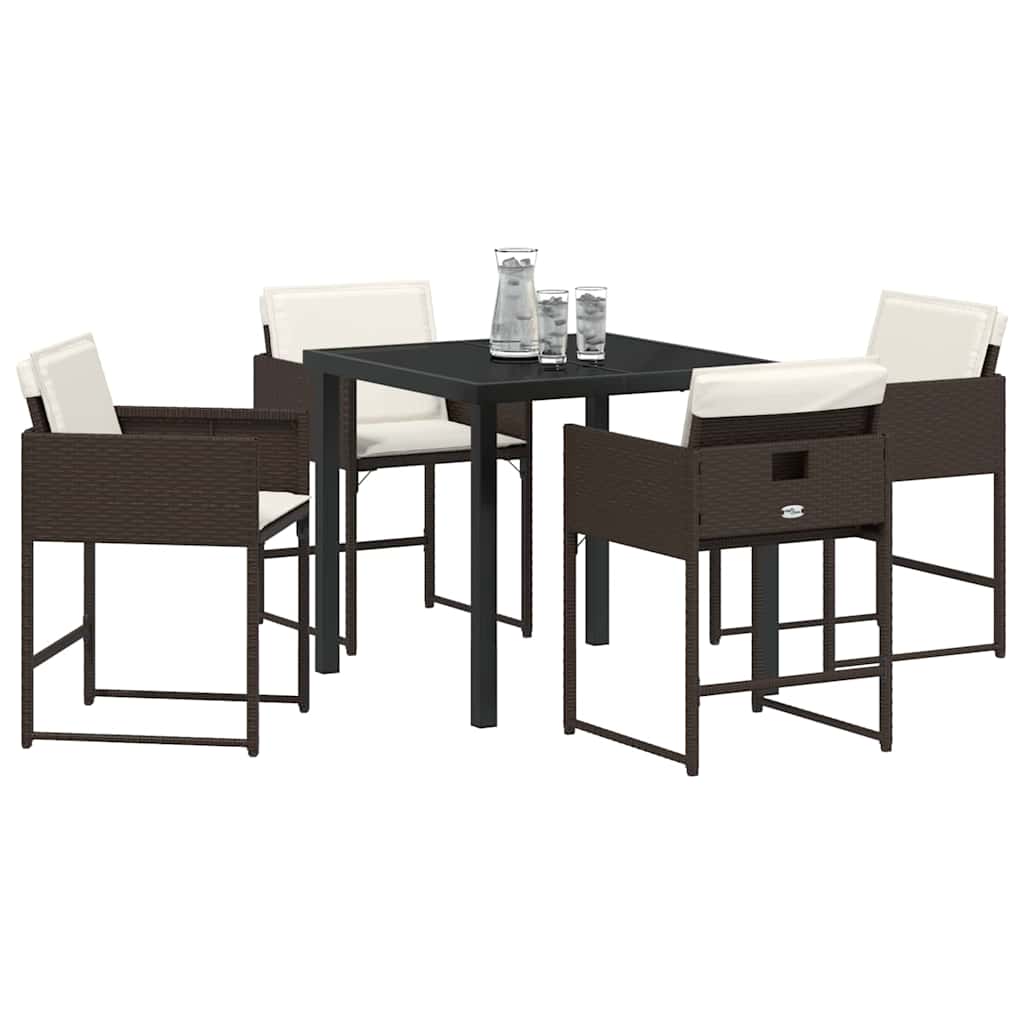 Tuin eettafelset met kussen 5 pcs Bruin poly rattan is nu te koop bij PeponiXL, paradijselijk wonen!