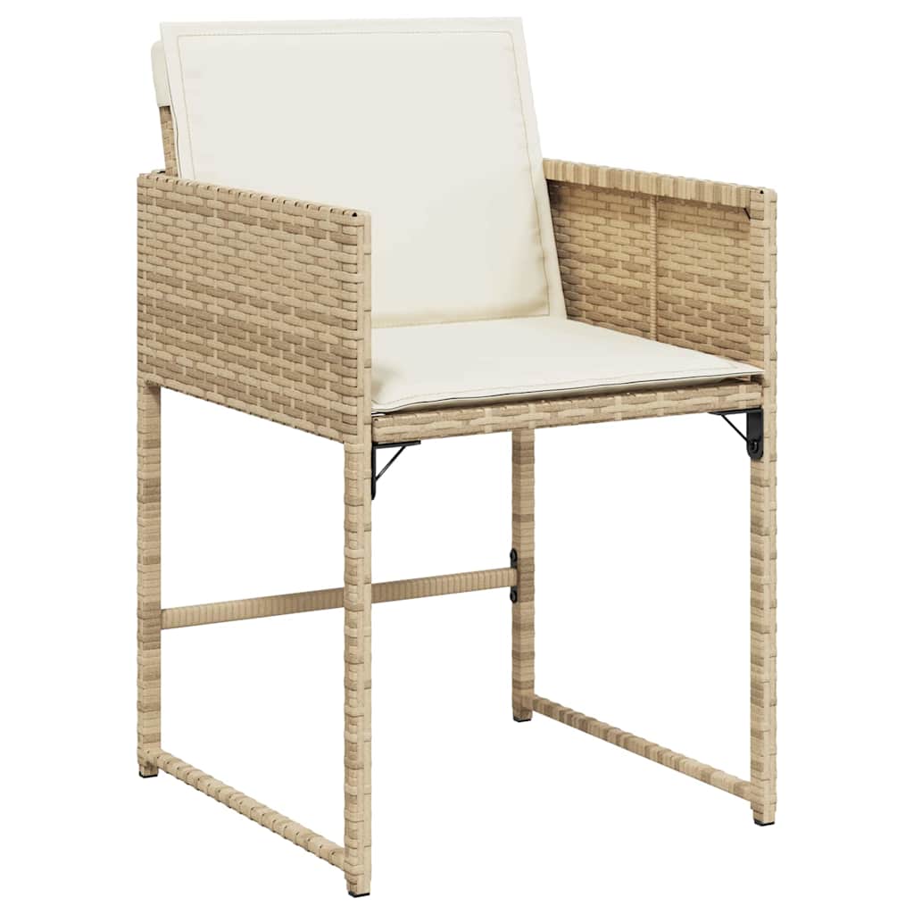 Tuin eettafelset met kussen 5 pcs Beige poly rattan is nu te koop bij PeponiXL, paradijselijk wonen!
