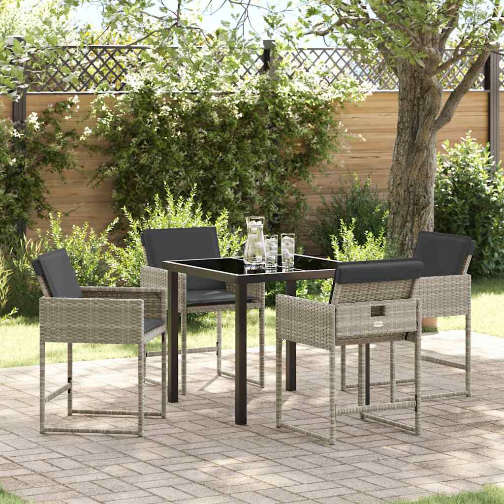 Tuin eettafelset met kussen 5 pcs Lichtgrijs poly rattan is nu te koop bij PeponiXL, paradijselijk wonen!
