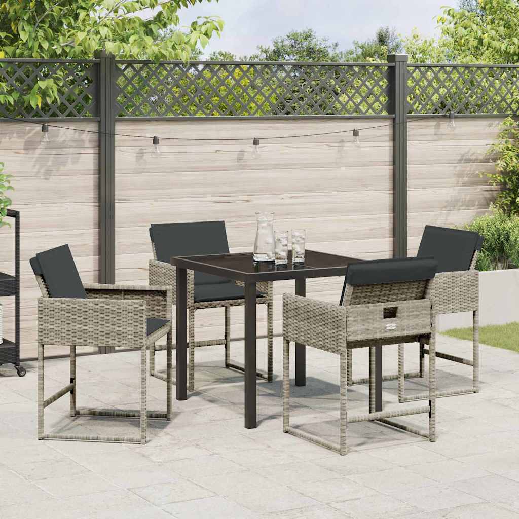 Tuin eettafelset met kussen 5 pcs Lichtgrijs poly rattan is nu te koop bij PeponiXL, paradijselijk wonen!