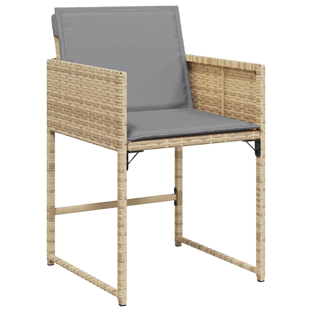 Tuin eettafelset met kussen 9 pcs Beige poly rattan is nu te koop bij PeponiXL, paradijselijk wonen!
