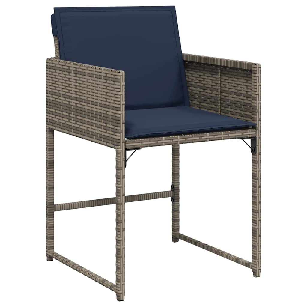 Tuin eettafelset met kussen 9 pcs Grijs poly rattan is nu te koop bij PeponiXL, paradijselijk wonen!