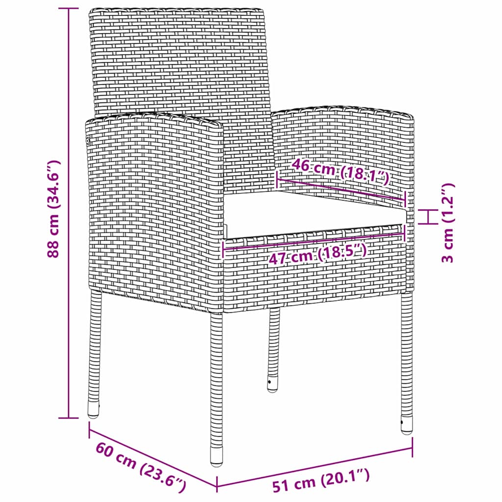 Tuin eettafelset met kussen 9 pcs Zwart poly rattan is nu te koop bij PeponiXL, paradijselijk wonen!
