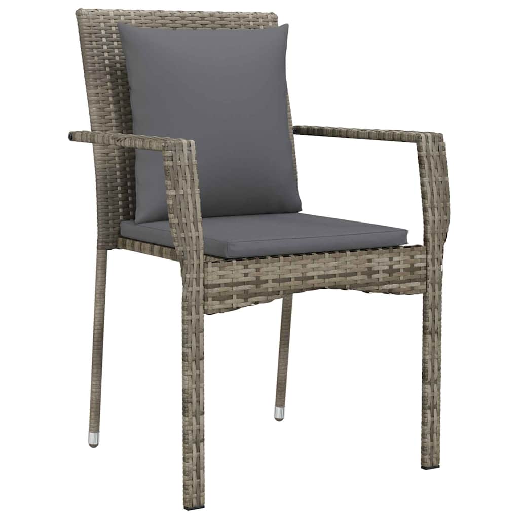 Tuin eettafelset met kussen 9 pcs Grijs poly rattan is nu te koop bij PeponiXL, paradijselijk wonen!