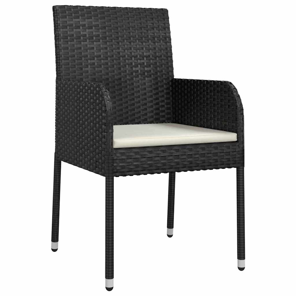 Tuin eettafelset met kussen 7 pcs Zwart poly rattan is nu te koop bij PeponiXL, paradijselijk wonen!