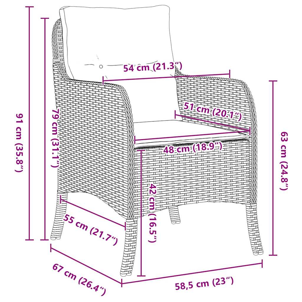 Tuin eettafelset met kussen 7 pcs Zwart poly rattan is nu te koop bij PeponiXL, paradijselijk wonen!