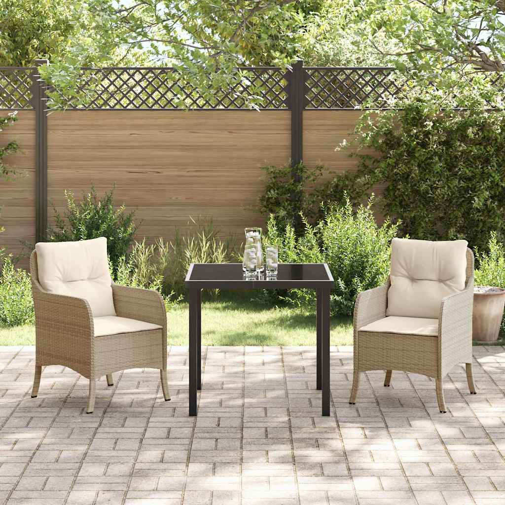 Tuin eettafelset met kussen 3 pcs Beige poly rattan is nu te koop bij PeponiXL, paradijselijk wonen!