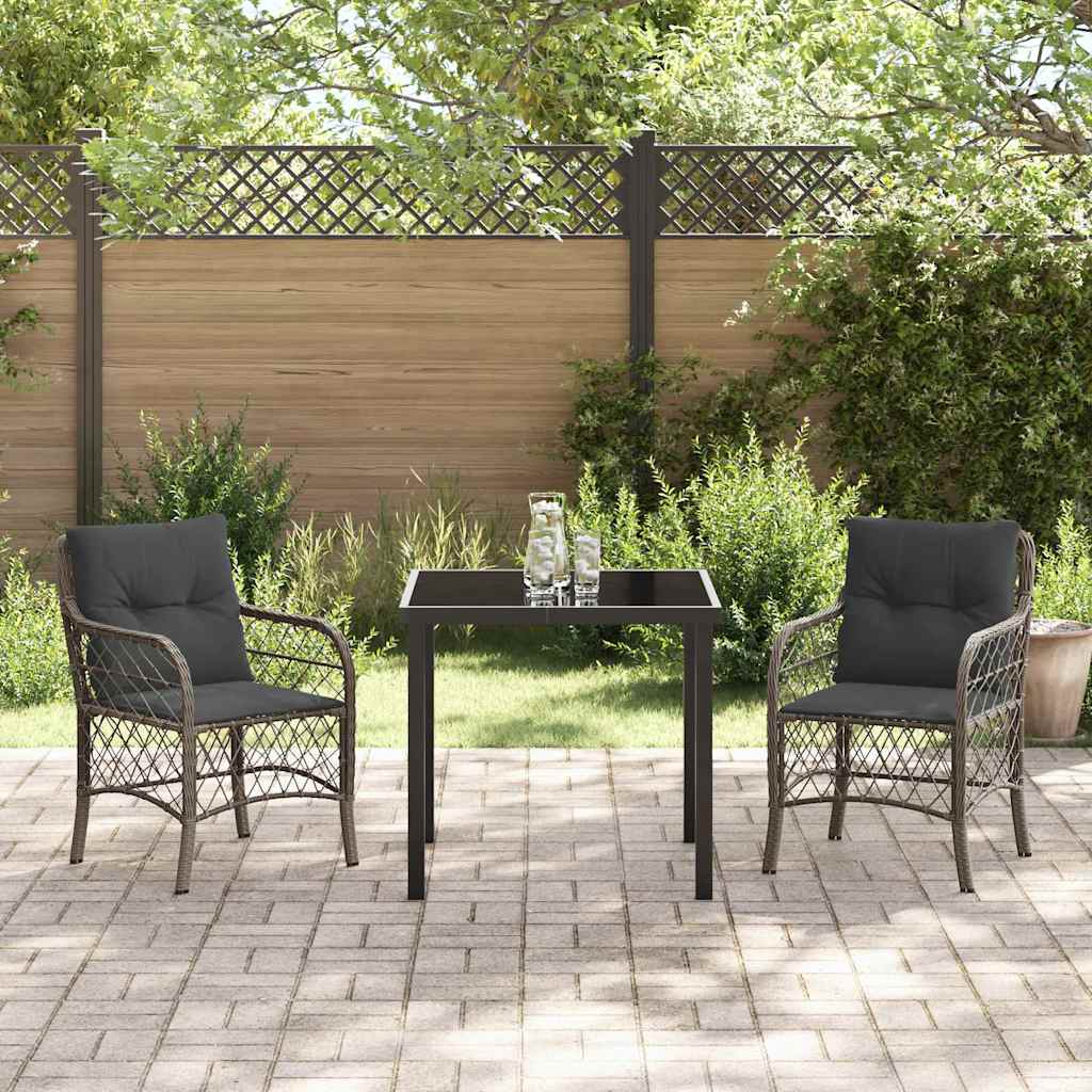 Tuin eettafelset met kussen 3 pcs Grijs poly rattan is nu te koop bij PeponiXL, paradijselijk wonen!