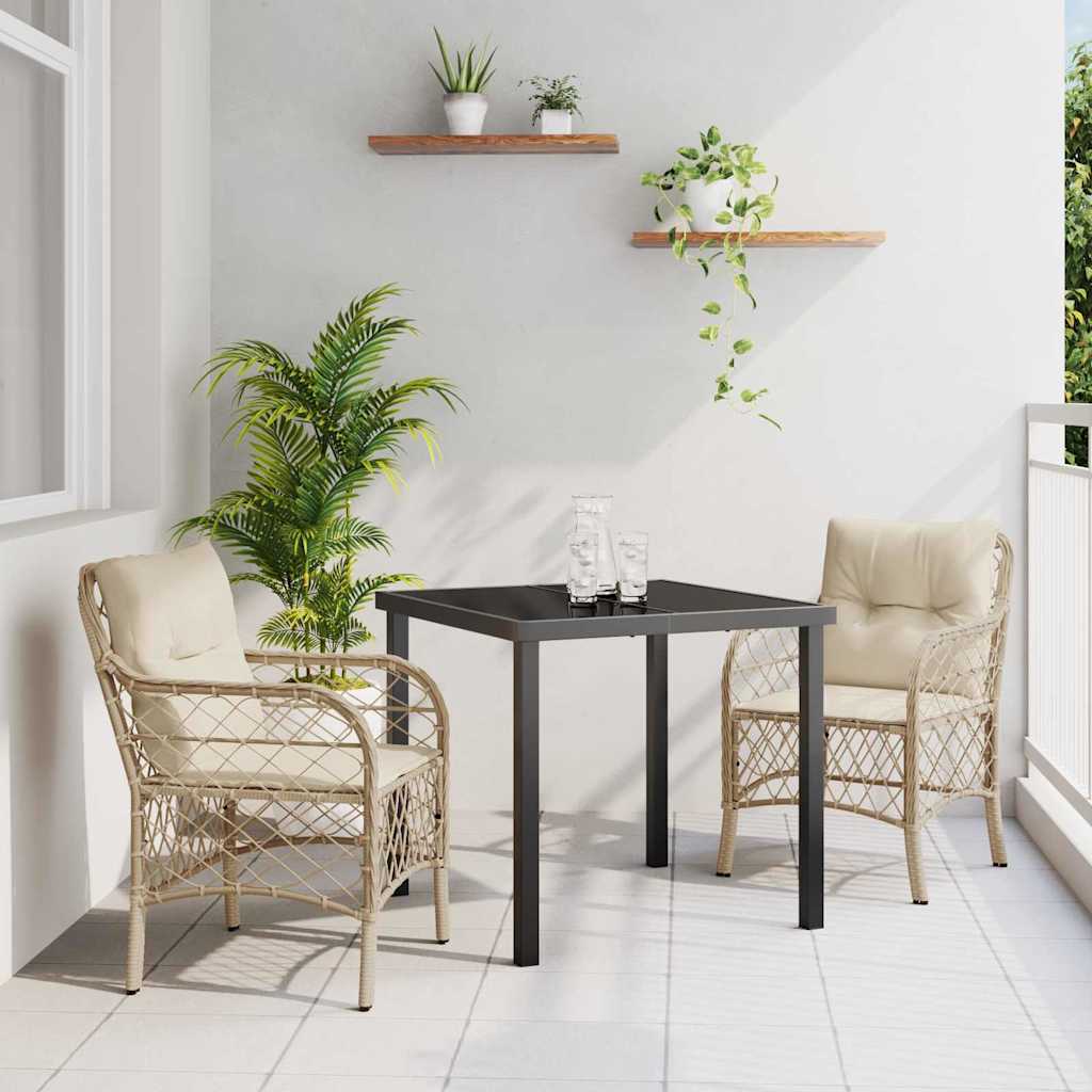 Tuin eettafelset met kussen 3 pcs Beige poly rattan is nu te koop bij PeponiXL, paradijselijk wonen!
