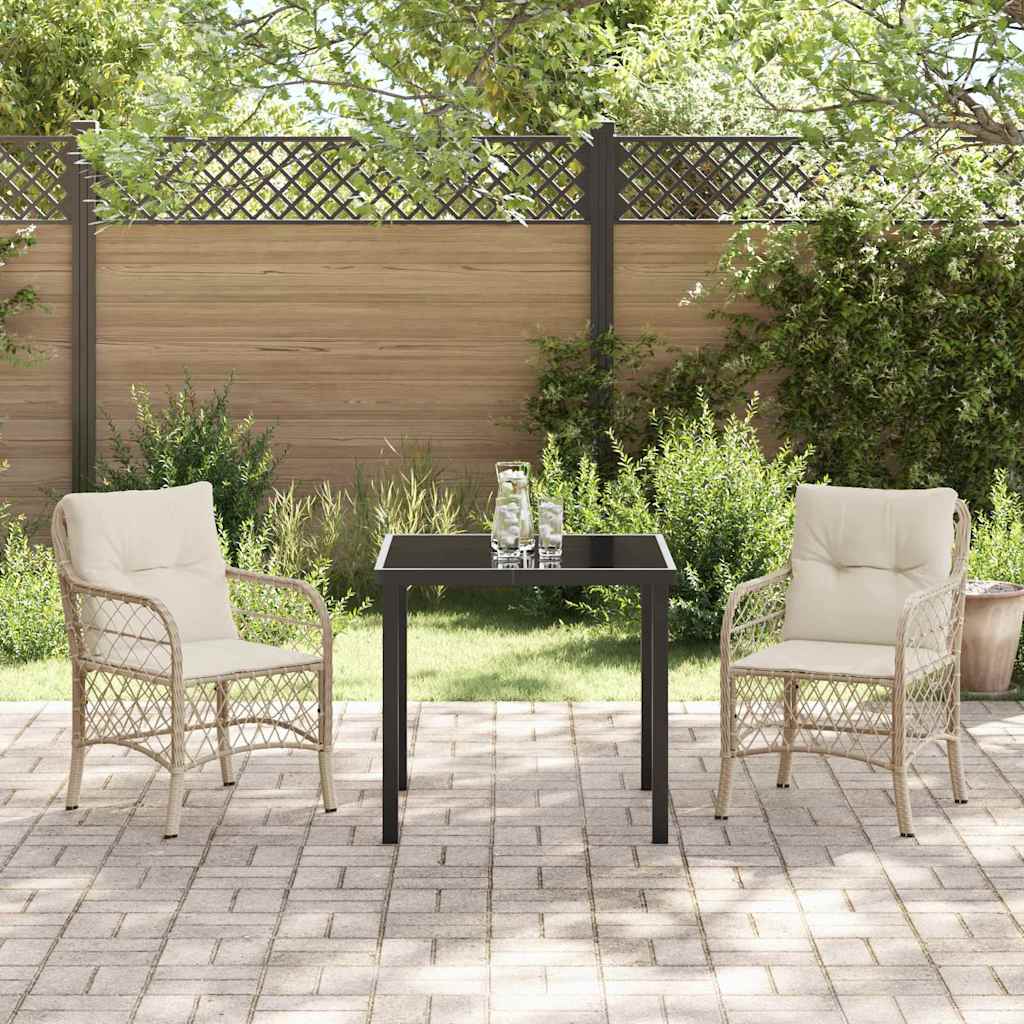 Tuin eettafelset met kussen 3 pcs Beige poly rattan is nu te koop bij PeponiXL, paradijselijk wonen!