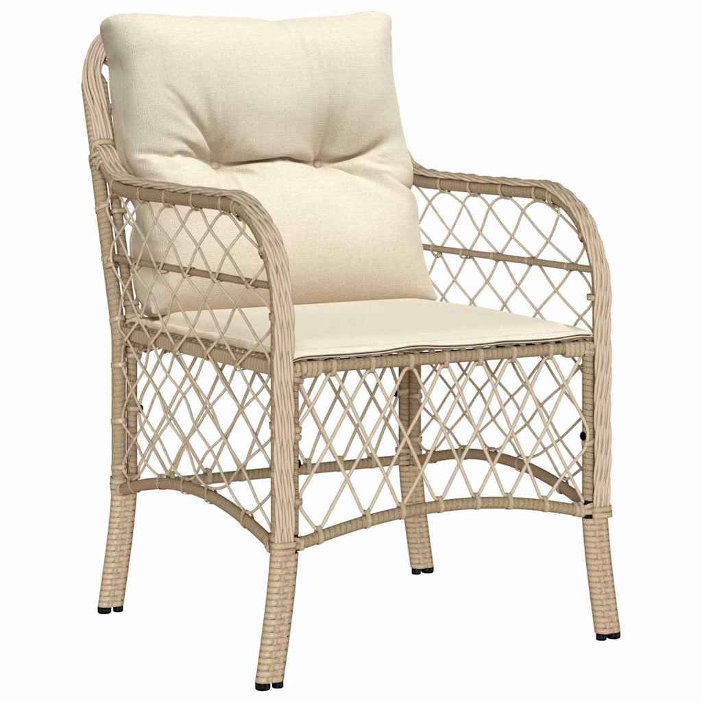 Tuin eettafelset met kussen 5 pcs Beige poly rattan is nu te koop bij PeponiXL, paradijselijk wonen!