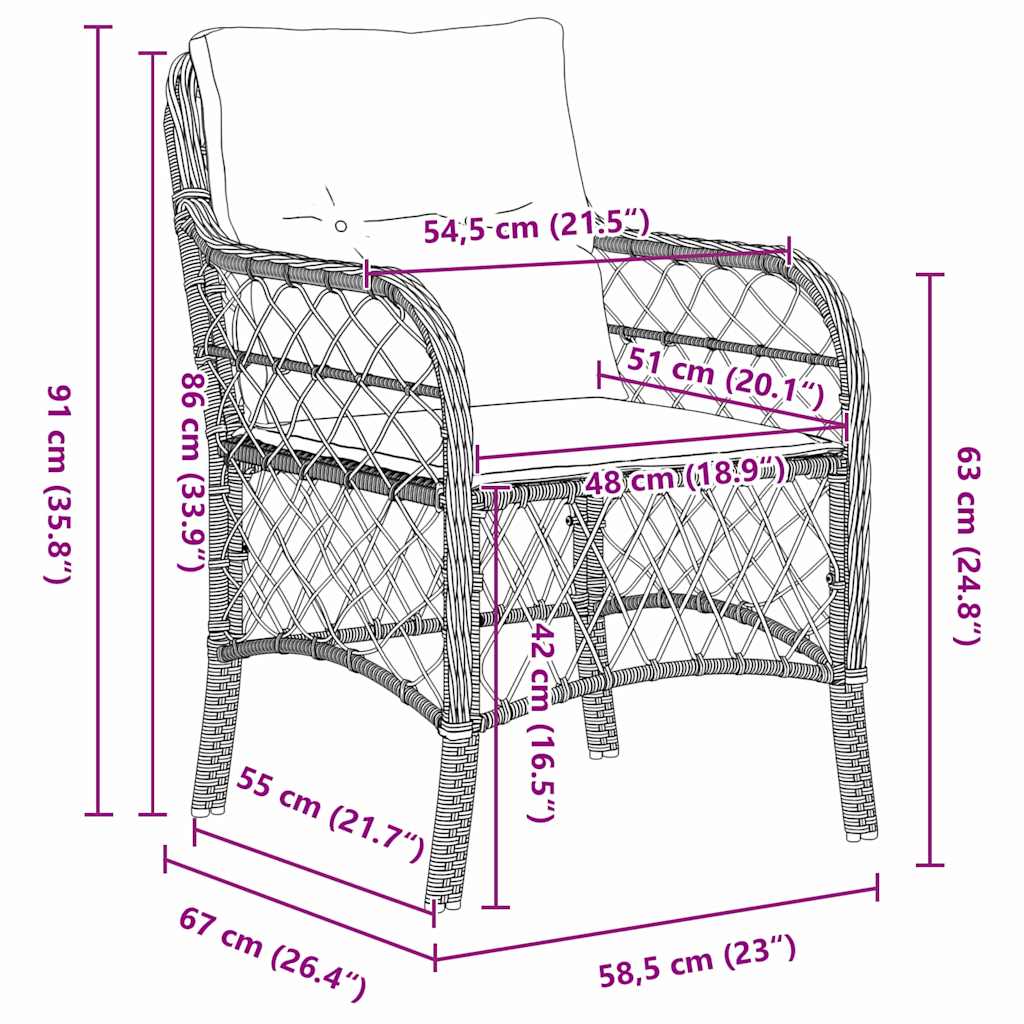 Tuin eettafelset met kussen 9 pcs Beige poly rattan is nu te koop bij PeponiXL, paradijselijk wonen!