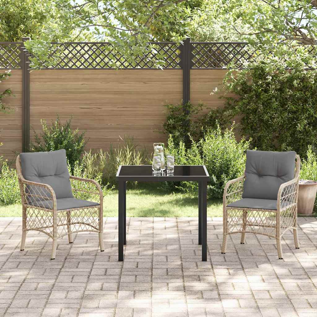 Tuin eettafelset met kussen 3 pcs Beige poly rattan is nu te koop bij PeponiXL, paradijselijk wonen!