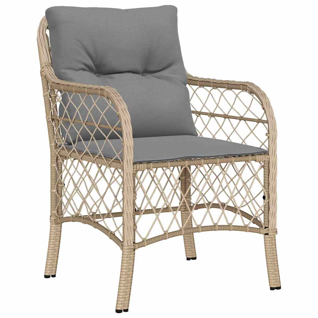 Tuin eettafelset met kussen 3 pcs Beige poly rattan is nu te koop bij PeponiXL, paradijselijk wonen!