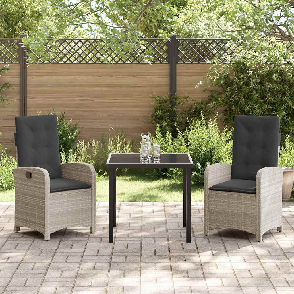 Tuin eettafelset met kussen 3 pcs Lichtgrijs poly rattan is nu te koop bij PeponiXL, paradijselijk wonen!