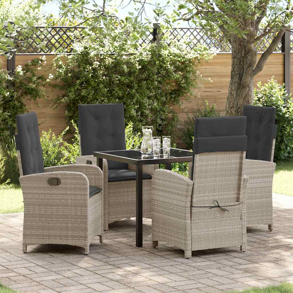Tuin eettafelset met kussen 5 pcs Lichtgrijs poly rattan is nu te koop bij PeponiXL, paradijselijk wonen!