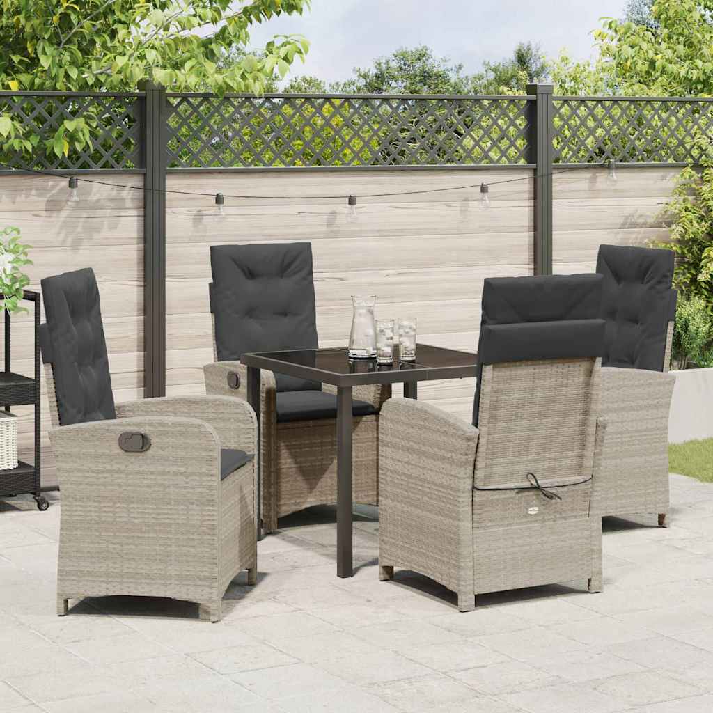 Tuin eettafelset met kussen 5 pcs Lichtgrijs poly rattan is nu te koop bij PeponiXL, paradijselijk wonen!