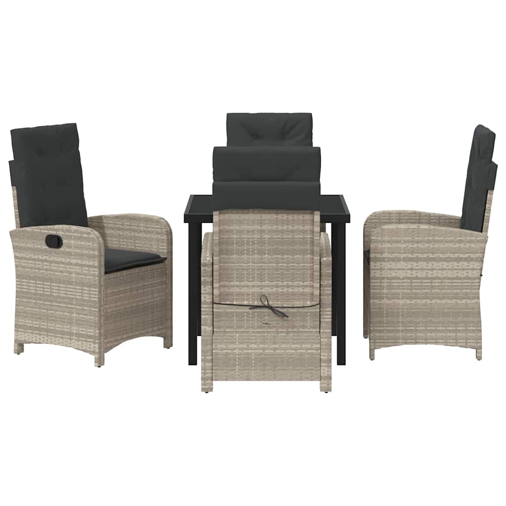 Tuin eettafelset met kussen 5 pcs Lichtgrijs poly rattan is nu te koop bij PeponiXL, paradijselijk wonen!