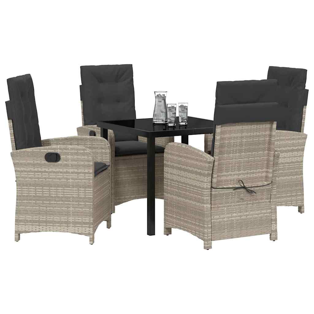Tuin eettafelset met kussen 5 pcs Lichtgrijs poly rattan is nu te koop bij PeponiXL, paradijselijk wonen!