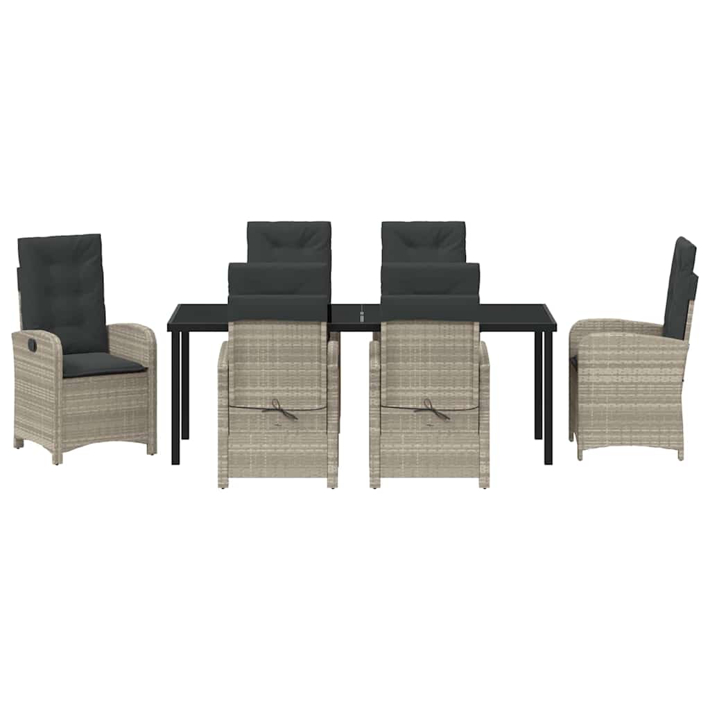 Tuin eettafelset met kussen 7 pcs Lichtgrijs poly rattan is nu te koop bij PeponiXL, paradijselijk wonen!
