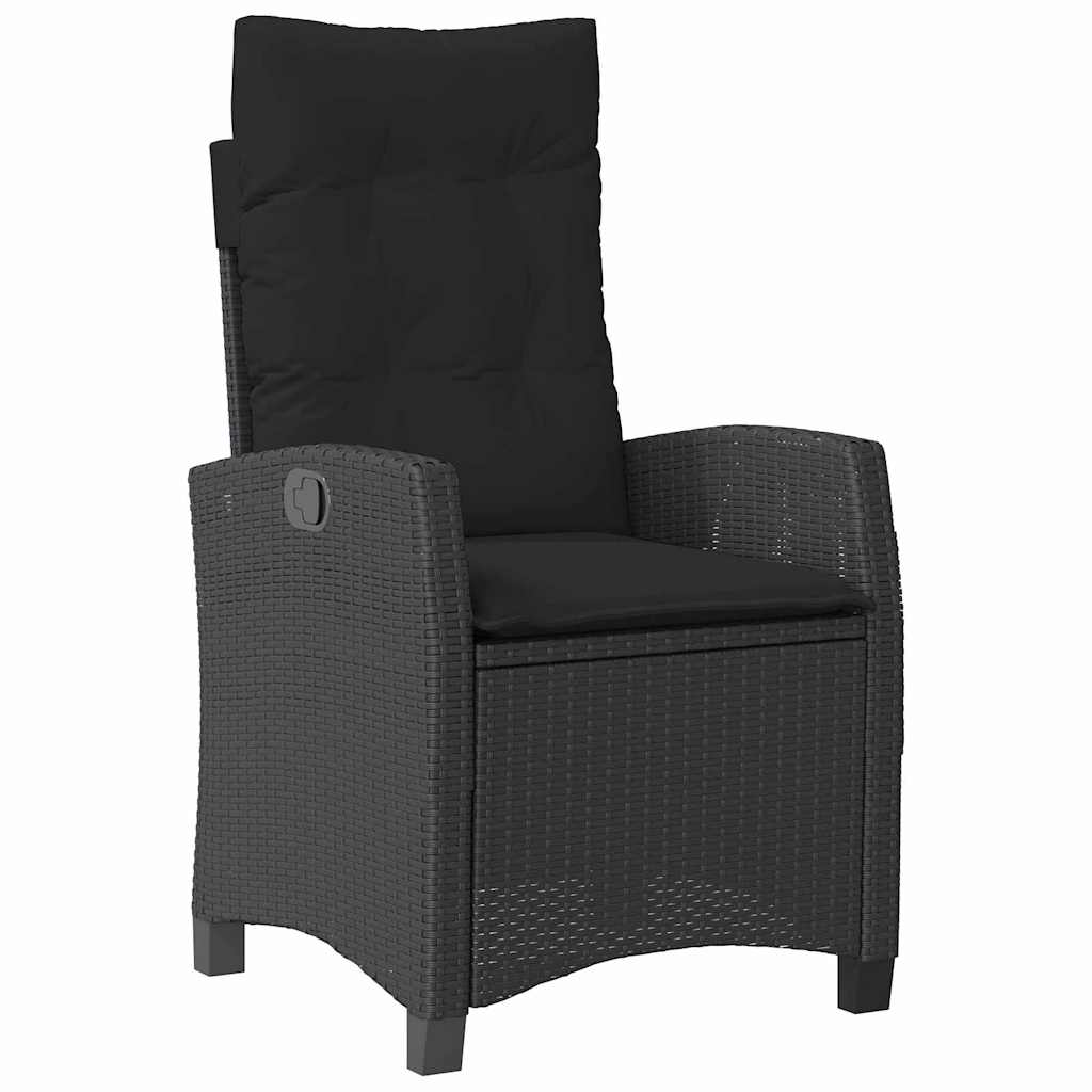 Tuin eettafelset met kussen 3 pcs Zwart poly rattan is nu te koop bij PeponiXL, paradijselijk wonen!
