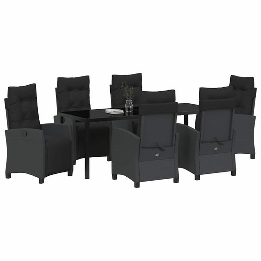 Tuin eettafelset met kussen 7 pcs Zwart poly rattan is nu te koop bij PeponiXL, paradijselijk wonen!