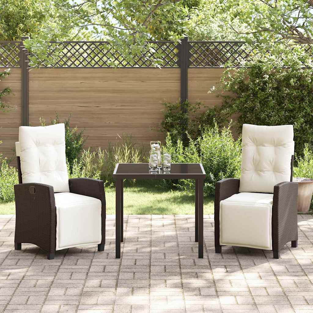 Tuin eettafelset met kussen 3 pcs Bruin poly rattan is nu te koop bij PeponiXL, paradijselijk wonen!
