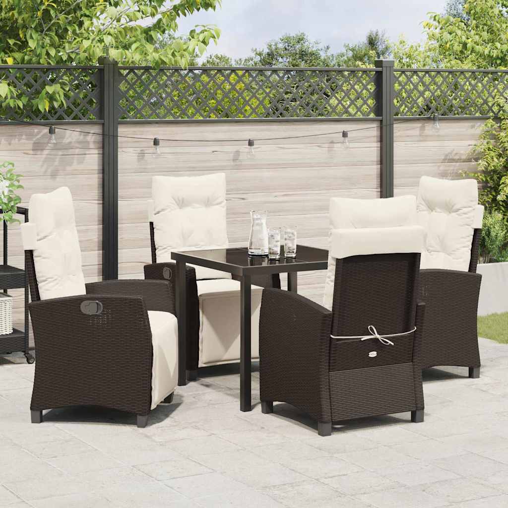 Tuin eettafelset met kussen 5 pcs Bruin poly rattan is nu te koop bij PeponiXL, paradijselijk wonen!