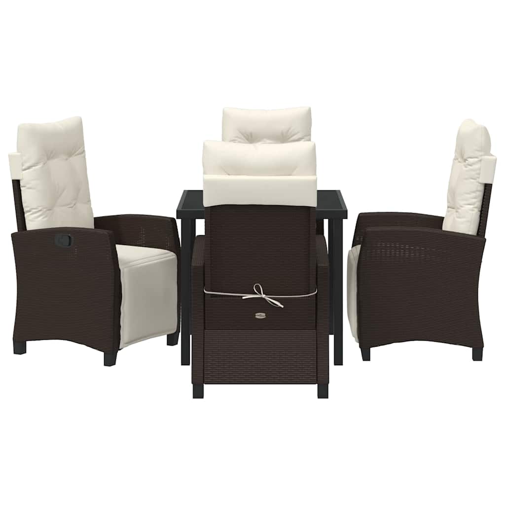 Tuin eettafelset met kussen 5 pcs Bruin poly rattan is nu te koop bij PeponiXL, paradijselijk wonen!
