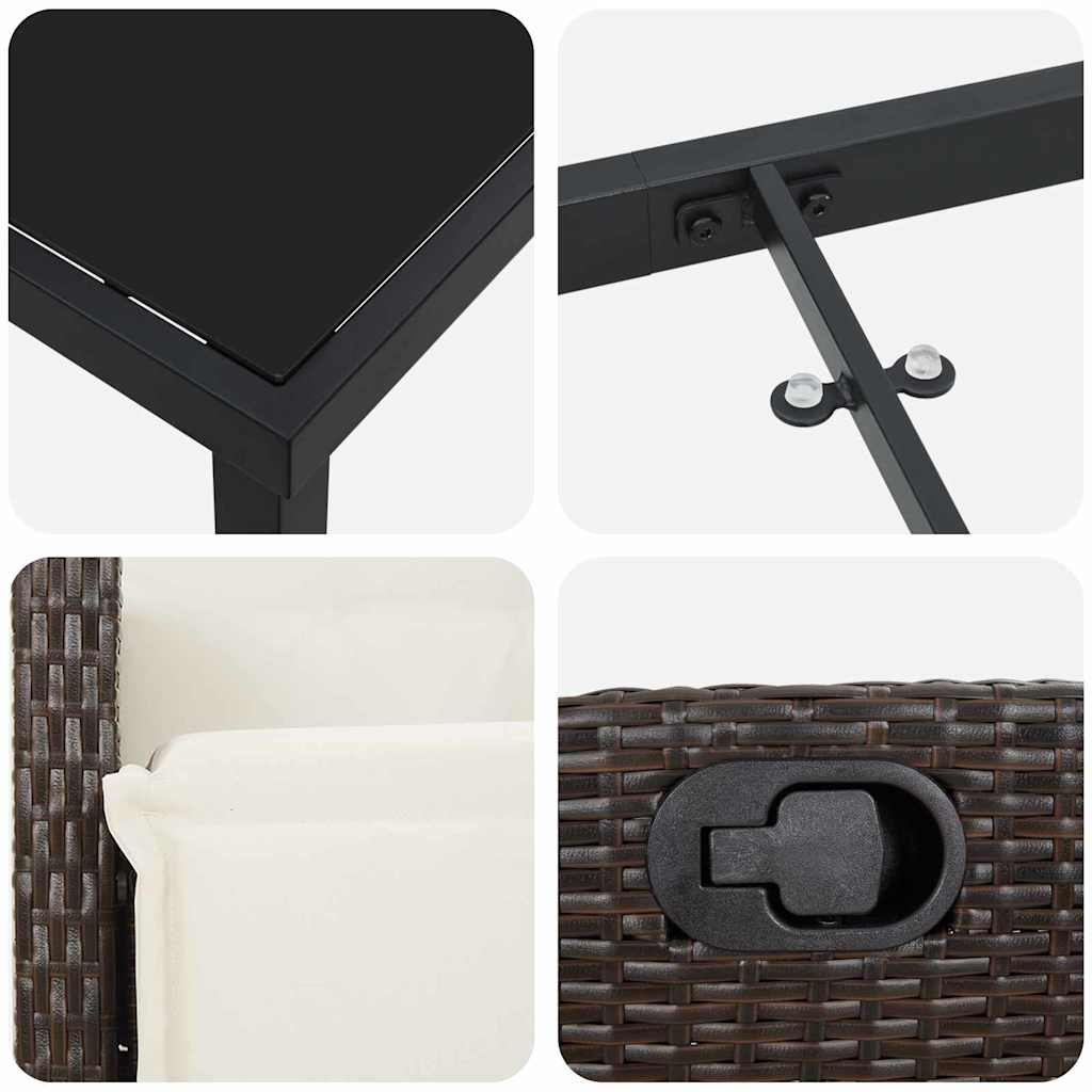 Tuin eettafelset met kussen 9 pcs Bruin poly rattan is nu te koop bij PeponiXL, paradijselijk wonen!
