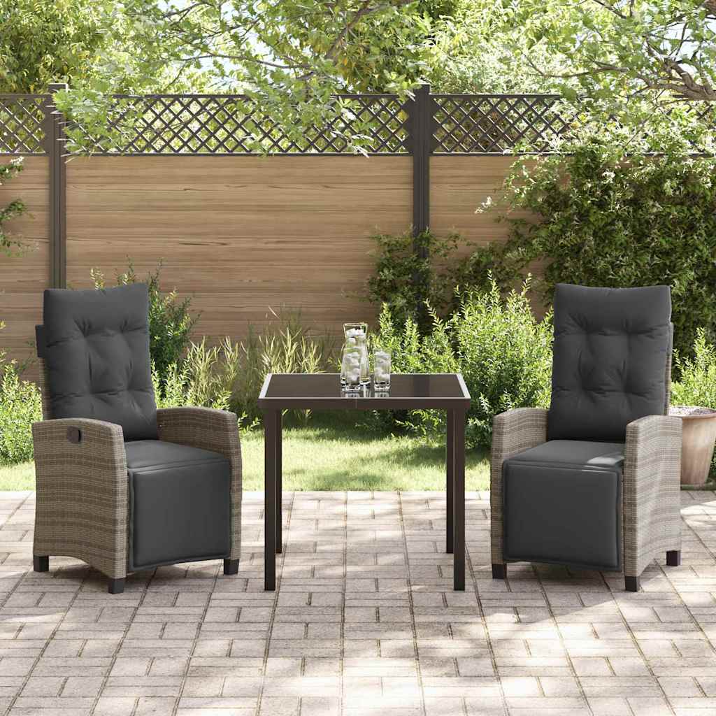Tuin eettafelset met kussen 3 pcs Grijs poly rattan is nu te koop bij PeponiXL, paradijselijk wonen!