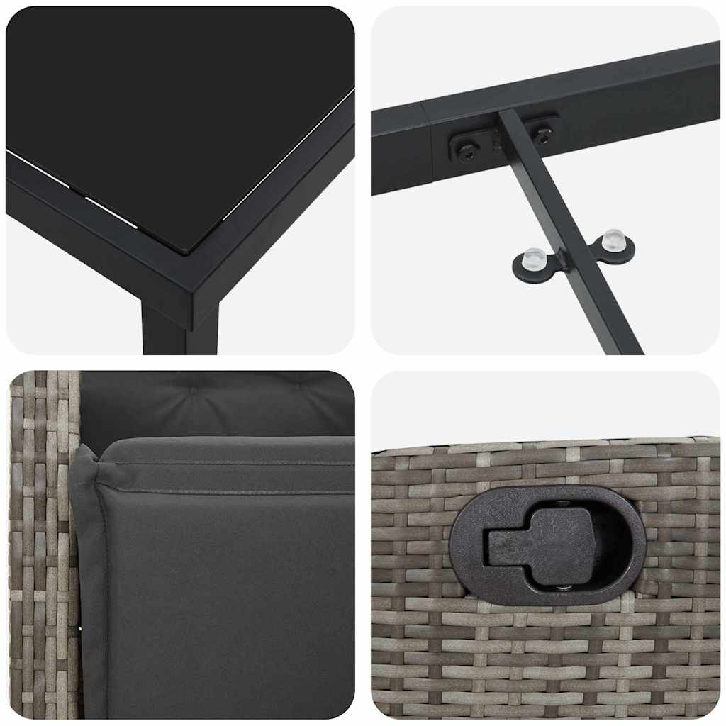 Tuin eettafelset met kussen 5 pcs Grijs poly rattan is nu te koop bij PeponiXL, paradijselijk wonen!