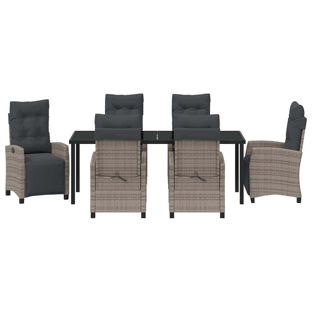 Tuin eettafelset met kussen 7 pcs Grijs poly rattan is nu te koop bij PeponiXL, paradijselijk wonen!