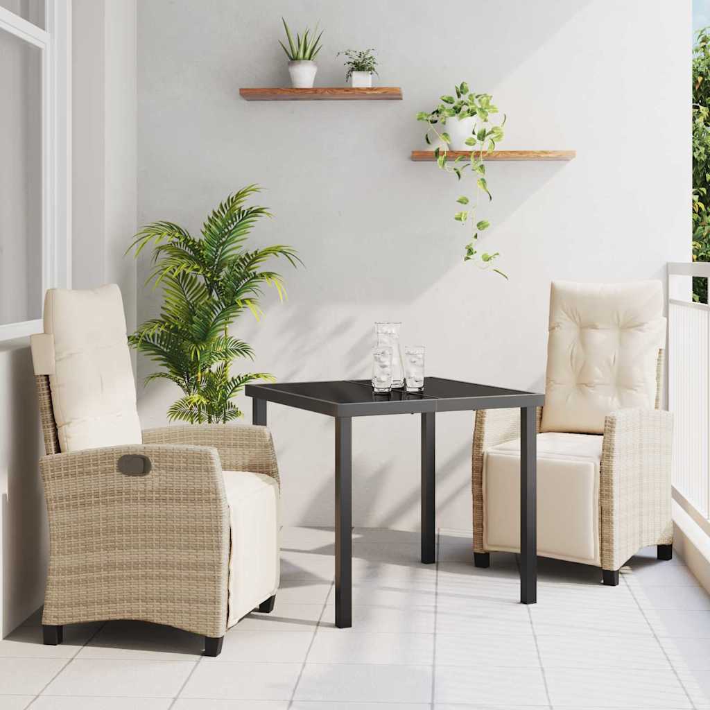 Tuin eettafelset met kussen 3 pcs Beige poly rattan is nu te koop bij PeponiXL, paradijselijk wonen!