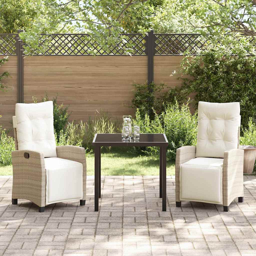 Tuin eettafelset met kussen 3 pcs Beige poly rattan is nu te koop bij PeponiXL, paradijselijk wonen!