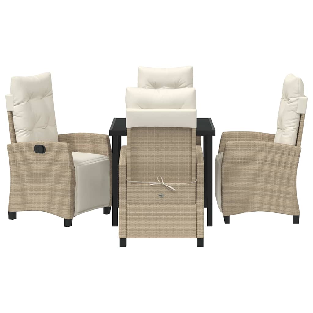 Tuin eettafelset met kussen 5 pcs Beige poly rattan is nu te koop bij PeponiXL, paradijselijk wonen!