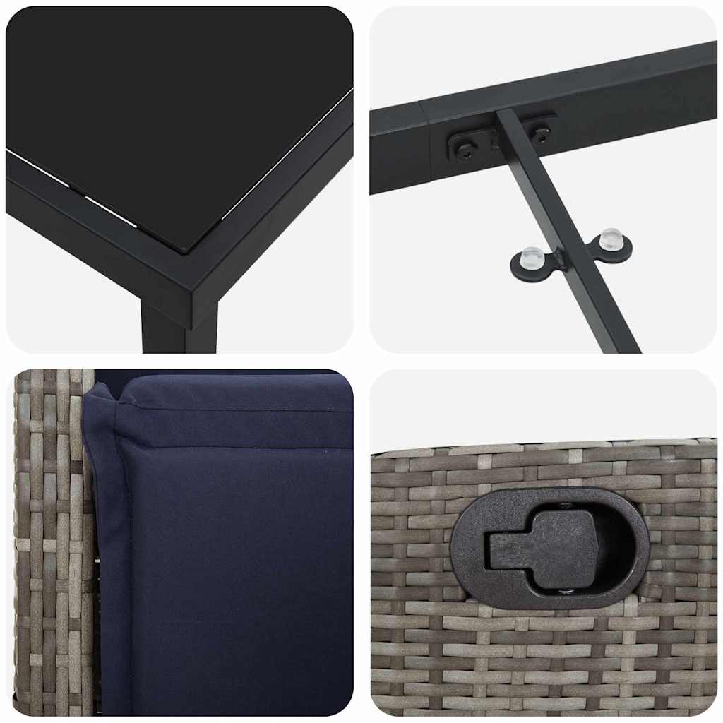 Tuin eettafelset met kussen 5 pcs Grijs poly rattan is nu te koop bij PeponiXL, paradijselijk wonen!