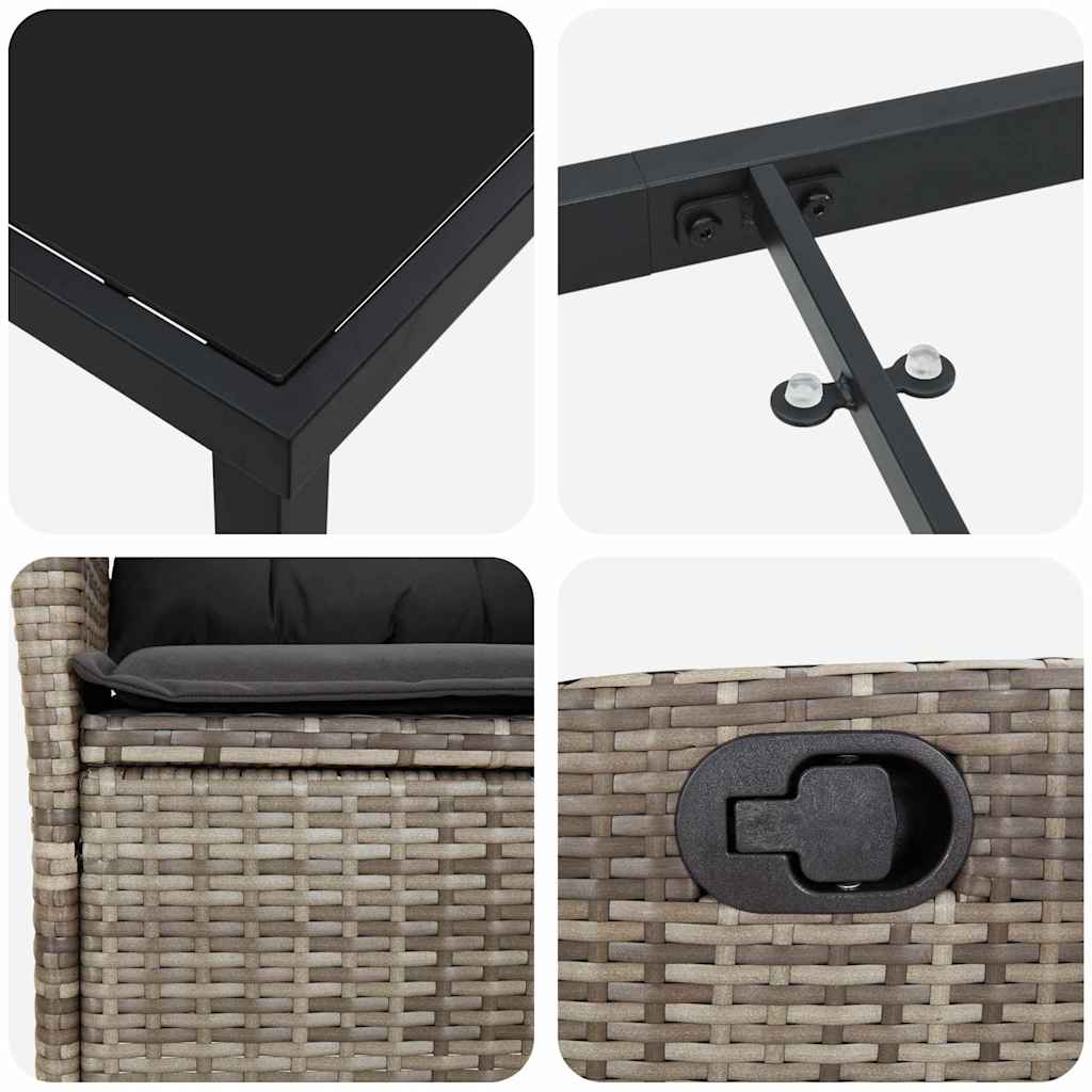 Tuin eettafelset met kussen 5 pcs Grijs poly rattan is nu te koop bij PeponiXL, paradijselijk wonen!