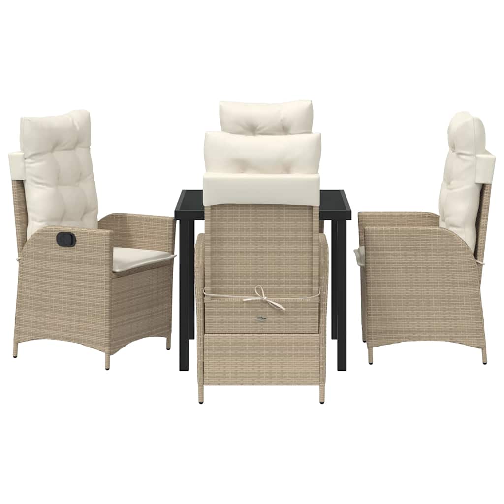 Tuin eettafelset met kussen 5 pcs Beige poly rattan is nu te koop bij PeponiXL, paradijselijk wonen!