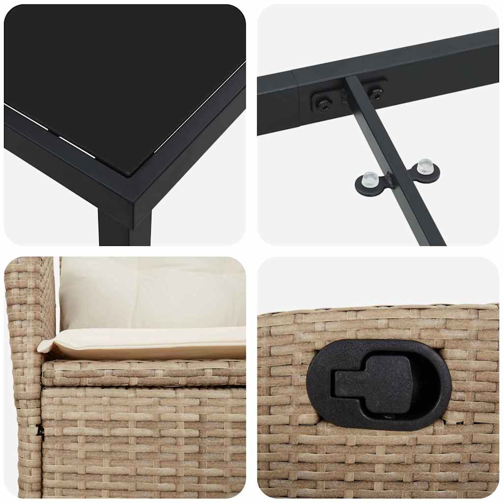 Tuin eettafelset met kussen 9 pcs Beige poly rattan is nu te koop bij PeponiXL, paradijselijk wonen!