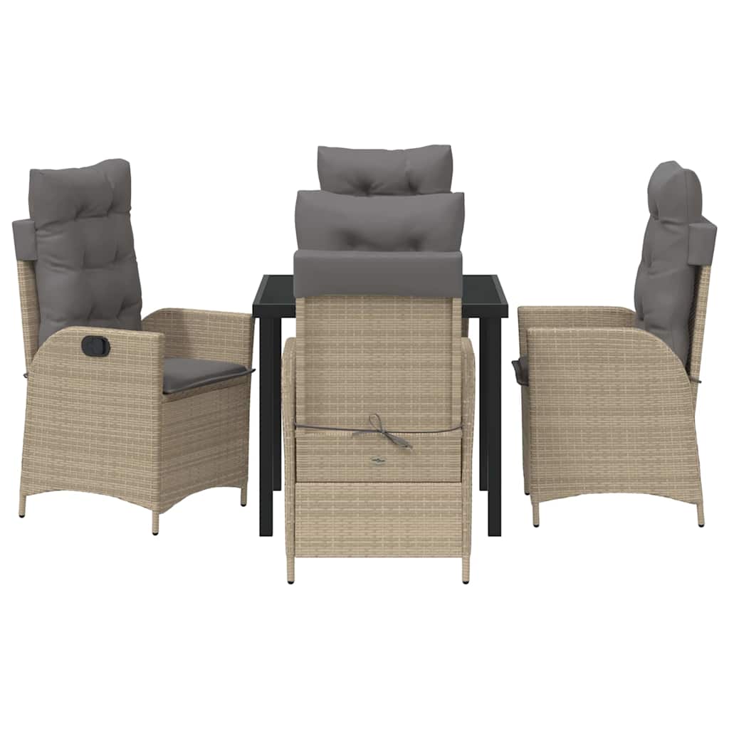 Tuin eettafelset met kussen 5 pcs Beige poly rattan is nu te koop bij PeponiXL, paradijselijk wonen!