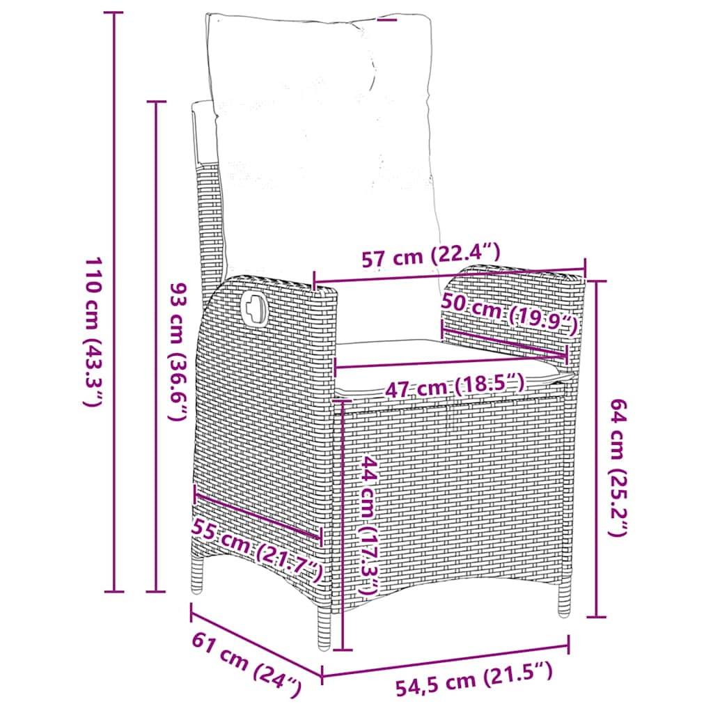 Tuin eettafelset met kussen 5 pcs Lichtgrijs poly rattan is nu te koop bij PeponiXL, paradijselijk wonen!