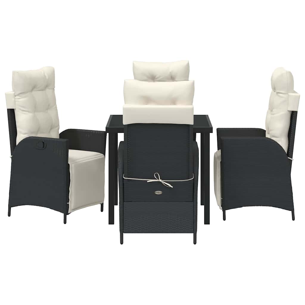 Tuin eettafelset met kussen 5 pcs Zwart poly rattan is nu te koop bij PeponiXL, paradijselijk wonen!