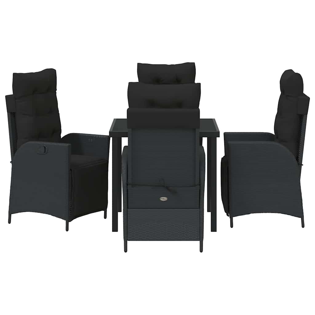 Tuin eettafelset met kussen 5 pcs Zwart poly rattan is nu te koop bij PeponiXL, paradijselijk wonen!