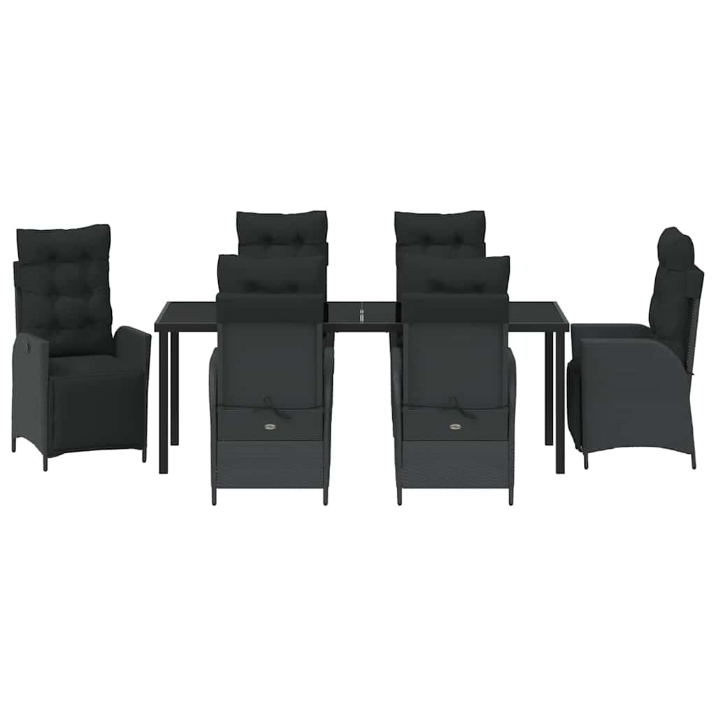 Tuin eettafelset met kussen 7 pcs Zwart poly rattan is nu te koop bij PeponiXL, paradijselijk wonen!