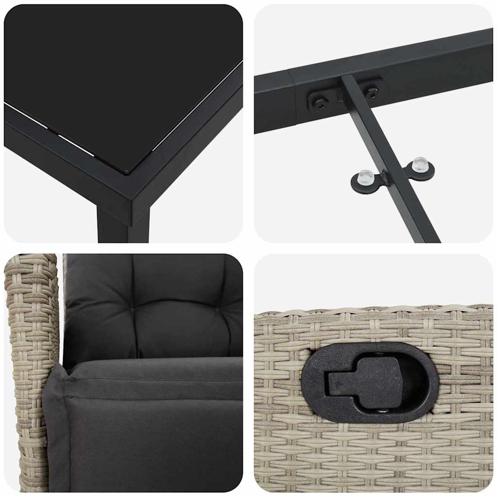 Tuin eettafelset met kussen 5 pcs Lichtgrijs poly rattan is nu te koop bij PeponiXL, paradijselijk wonen!