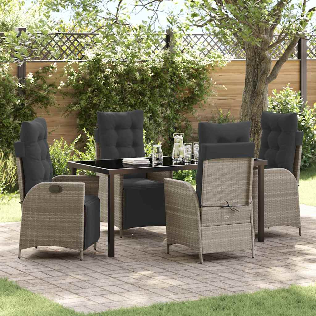 Tuin eettafelset met kussen 5 pcs Lichtgrijs poly rattan is nu te koop bij PeponiXL, paradijselijk wonen!